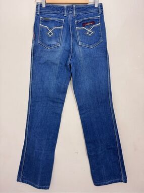 VTG 80s Jordache Jeans Dark Wash Straight Leg Contrast Stitching Women 26L Retro